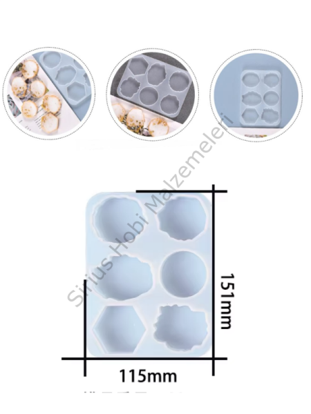 Epoksi Magnet & Anahtarlık Kalıbı 4cm – 6’lı Silikon Döküm Kalıp