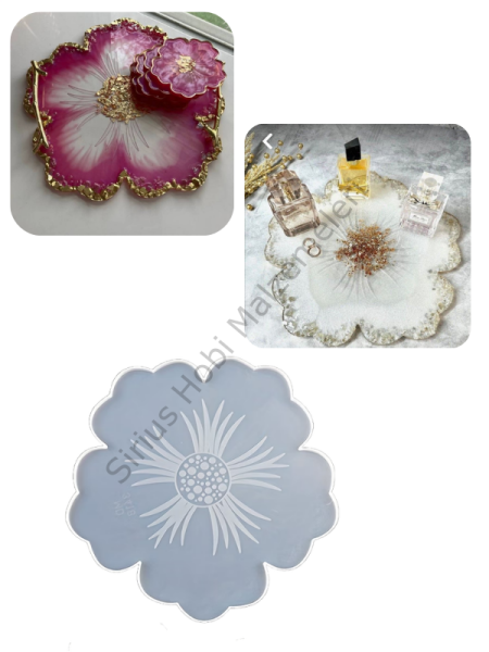 Epoksi 34 cm Çiçek Tepsi Kalıbı – Büyük Boy Silikon Döküm Kalıp