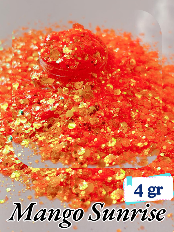 Epoksi- Mum-Makyaj-Tırnak-Sabun Simi Pulu Mango Sunrise