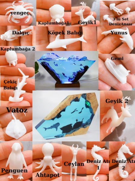 Epoksi Reçine Masa Sehpa Tasarımlar İçin Deniz Canlıları Çekiç Balığı