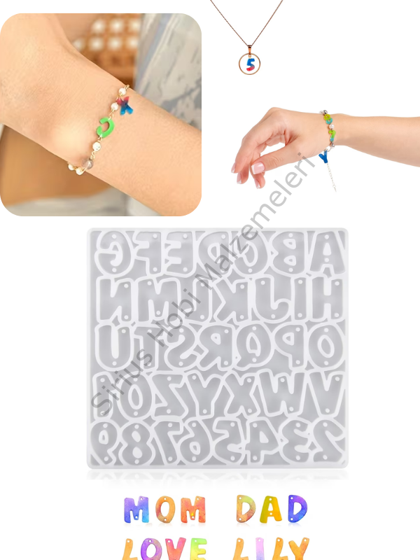 Epoksi 3 cm Çift Delikli Harf Silikon Kalıbı – Anahtarlık & Charm Yapımı