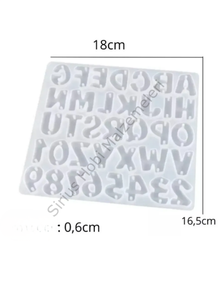 Epoksi 3 cm Çift Delikli Harf Silikon Kalıbı – Anahtarlık & Charm Yapımı