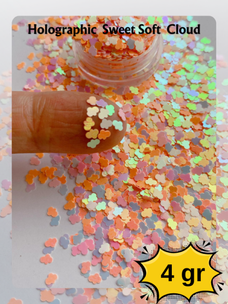 Hologramlı Soft Pastel 3 mm Bulut Glitters 4 gr