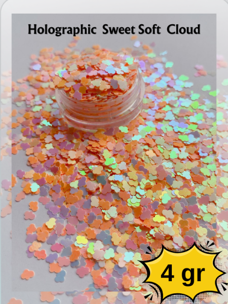 Hologramlı Soft Pastel 3 mm Bulut Glitters 4 gr
