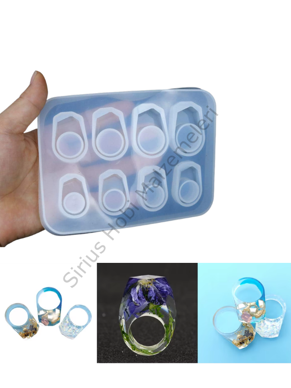 Epoksi Yüzük Silikon Kalıbı – Faset Kesim Tasarım Çoklu Ölçü Reçine Yüzük Kalıbı