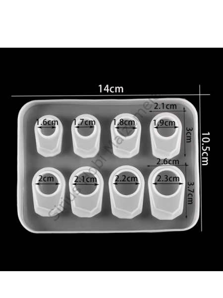 Epoksi Yüzük Silikon Kalıbı – Faset Kesim Tasarım Çoklu Ölçü Reçine Yüzük Kalıbı