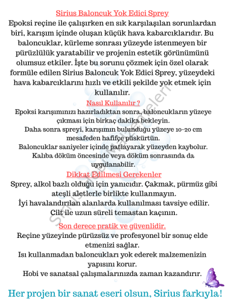 Epoksi Reçine Baloncuk Yok edici Sprey 30ml