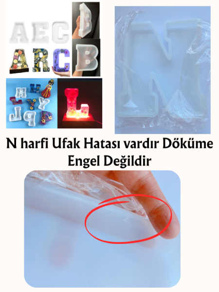 Epoksi Tasarım Büyük Harf Kalıbı 2.3cm derinlik N harfi